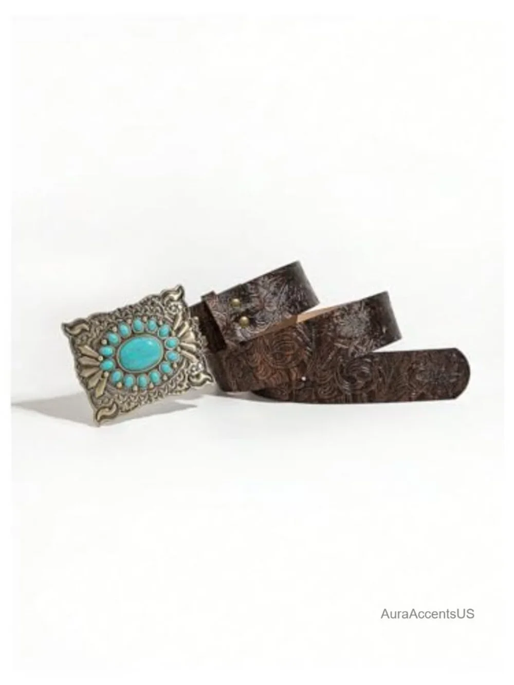 Turquoise Concho Cowgirl Belt - Bohemian Leather - Festival Ready